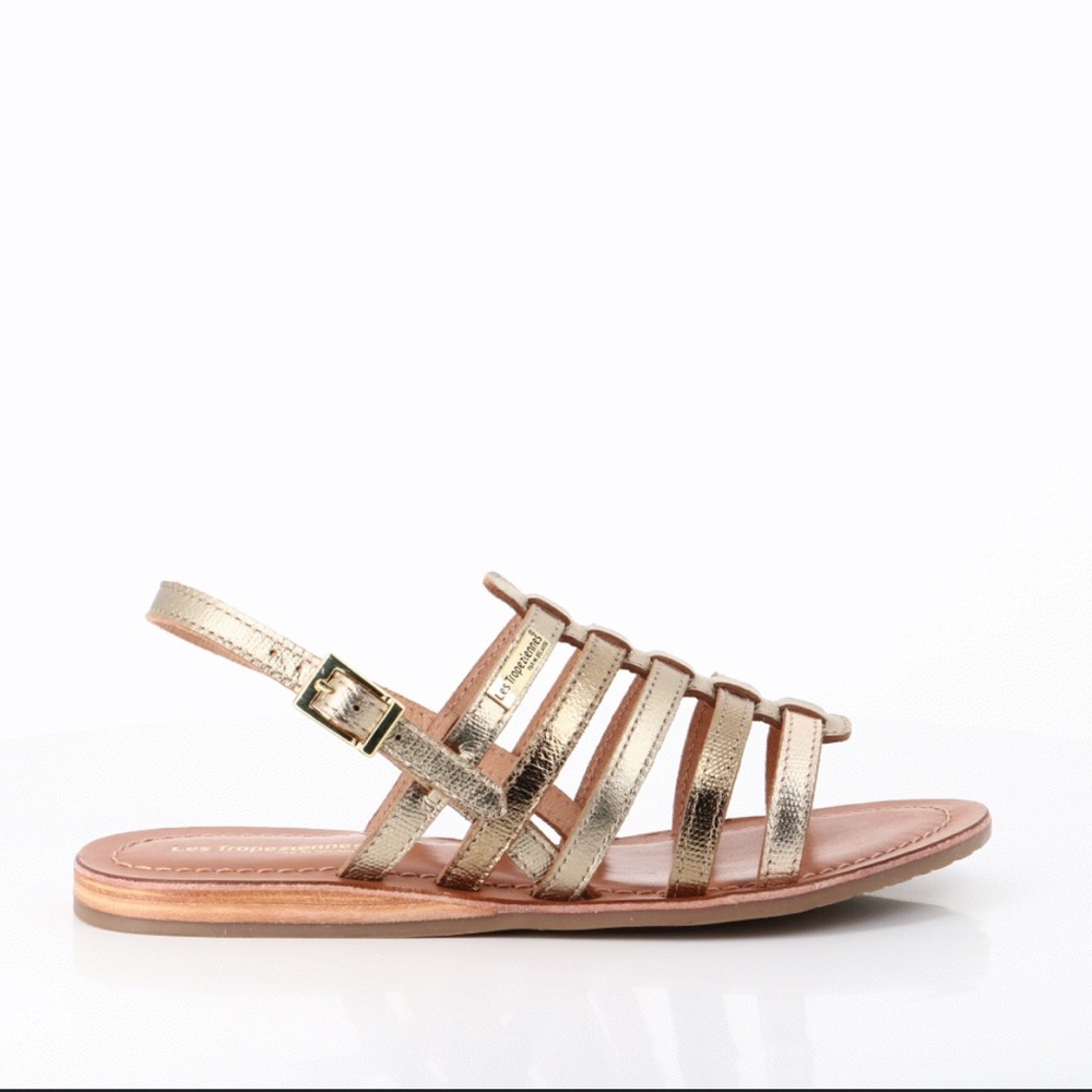 Les Tropeziennes par M. Belarbi Gold Strappy Leather Sandals